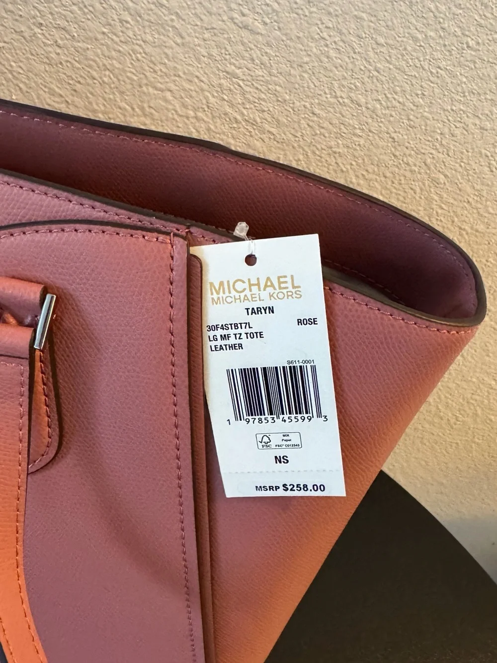 Michael Kors Rose Pink Leather Tote with Double Straps